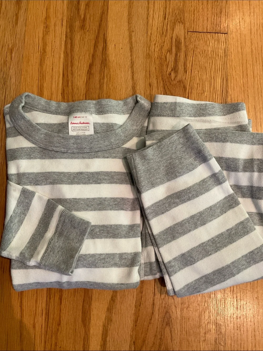 Hanna Andersson: Sleepwear, Long John Pajama Set - Gray/White Stripe